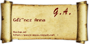 Güncz Anna névjegykártya